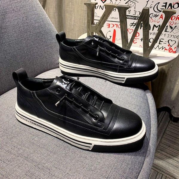 

2020 new leather men's shoes lightweight elastic youth casual shoes, banquet outdoor sports shoes, size: 38-45, Black