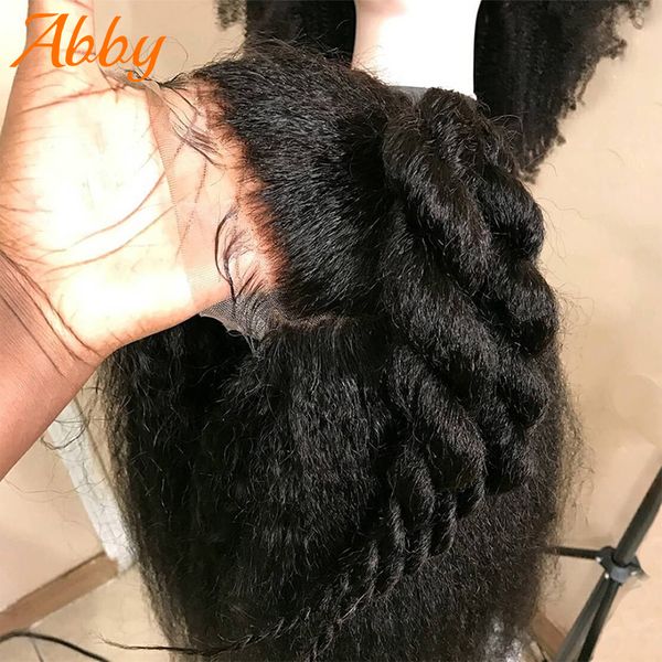 

yaki straight 13x4/13x6 lace front human hair wigs preplucked hairline malaysian kinky straight lace frontal wig for black women