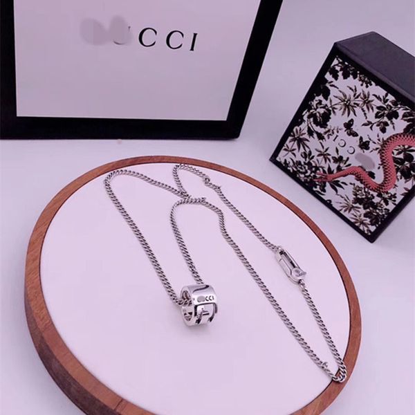 

gujia 925 sterling silver g pendant couple necklace snake bone ring men's and women's pendant necklace