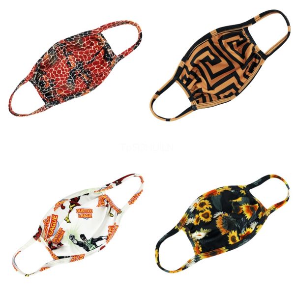 

camouflage i silk cotton mask foldable protect fa letters strberry print printing breatable masks for men women#331, Black