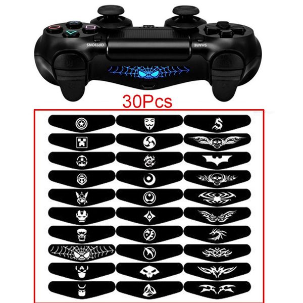 30 pçs / set vinil adesivos de pele LED para Playstation 4 PS4 Controlador Custom Decalque De Decalque Luz Adesivo de Alta Qualidade Rápido Navio