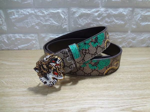 

2018. мужские ремни натуральная кожа для мужчин пояса tiger head buckle высокого качества конструктора класса люкс ремень мужской ремень джи, Blue;gray