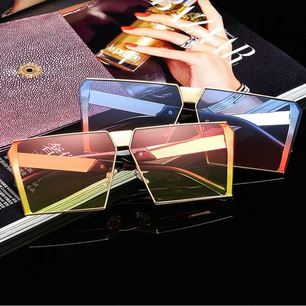 

new vintage oversize square sunglasses women fashion retro gradient sun glasses 2020 colorful big frame vintage eyewear uv400, White;black