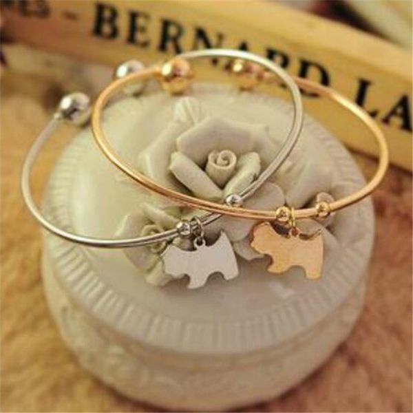 

charm bracelets women fashion jewelry for girls cuff bracelet charming cute pendant gold silver alloy dog blank bangles christmas gift, Golden;silver