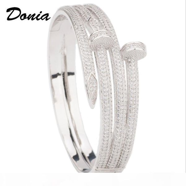 

donia jewelry european and american fashion exaggeration classic line micro inlaid zirconia bracelet ring set women's bracelet ring set, Black