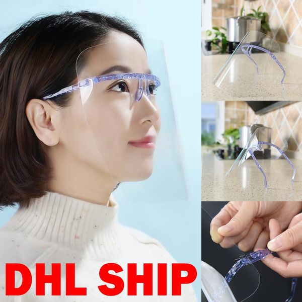 

DHL ship Clear Protective Face Shield Mask Plastic Full Face Protection Isolation Mask Anti-fog Oil Protective Mask Shield Hat FY8104