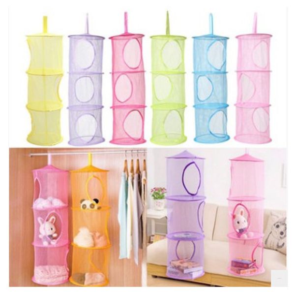 

diy 3 layer hanging storage net kids toy organizer bag bedroom wall door closet