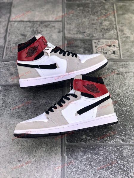 

xshfbcl 2020 1 og high light smoke grey men basketball shoes retro white black varsity red 555088-126 running shoes sneakers