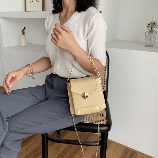 

2020 новых дамы мешок плеча сплошного цвета крокодил картина мешок корейская текстура мода цепь небольшая площадь