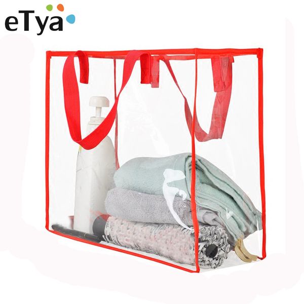 

etya women transparent pvc handbag travel beach shoulder bag clear reusable shopping bag purse tote toiletry wash waterproof