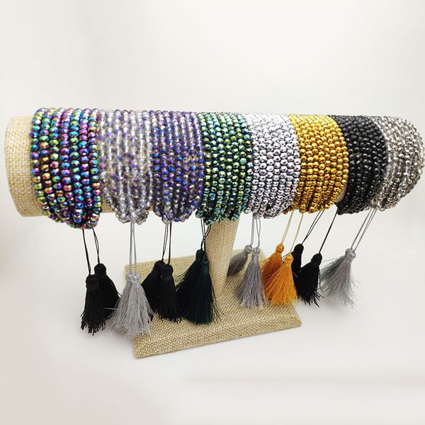 

new fashion boho style handmade punk color beaded bracelet charm friendship tassel bracelets for women men gift jewelry, Black