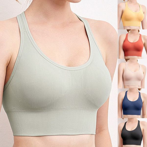 

womens racerback workout sports bra wireremovable padded fitness yoga bralette adjustable shockproof tank vest, White;black