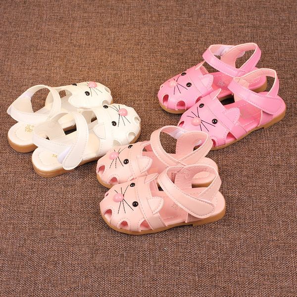 

wzr0b new girls' sandals sandals board board cat hairpin cute single shoes simple breathable small medium and large children fashion pl, Black;red
