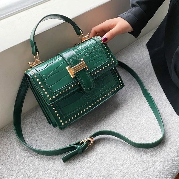 

women rivets pu leather crossbody bags 2020 fashion shoulder messenger bag female travel ladies handbags and purses
