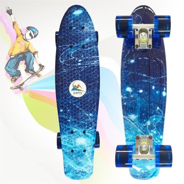 

22 inch skateboard deck 4 clear pu wheels for kids beginners girls boys complete mini cruiser penny skate board