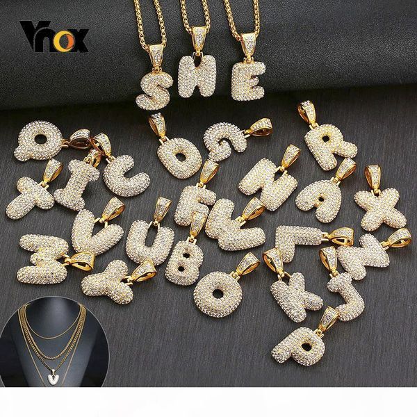 

vnox custom name a-z bubble letter alphabet necklace for men women gold tone stainless steel pendant bling hip hop chain jewelry, Silver