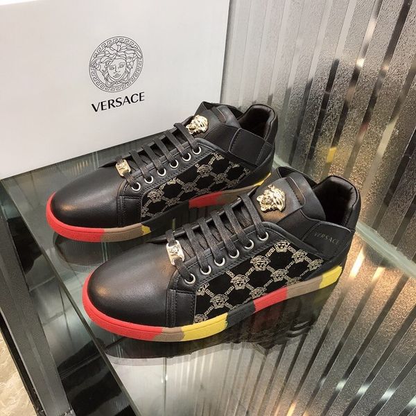 

2020 l2 mens classic casual shoes leather lace-up fashion luxury designer shoes handsome mens sneakers original box, Black