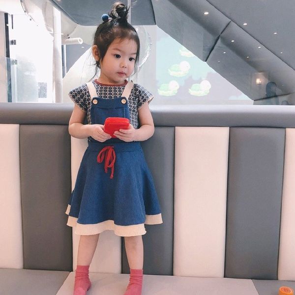 

a9y9k 2020 spring and summer girls' t-shir short-sleeved knitted thin linen cool children's clothing tong t xu cotton children&#03, Blue