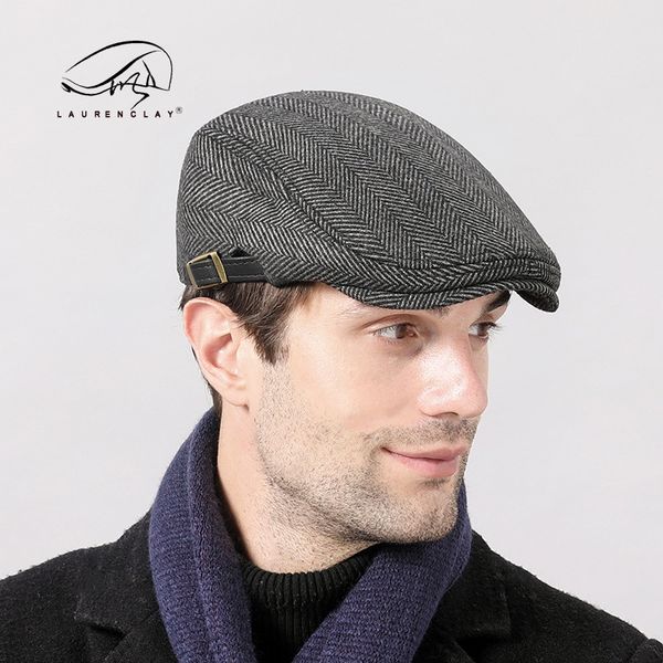 

duck tongue hat men's season woolen woolen beret male british middle-aged and elderly j warm forward warm beret cap cap, Blue;gray