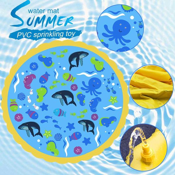 

inflatable splash pad sprinkle splash play mat outdoor backyard sprinklers toys for kids dogs fountain baby water wading pool y200728