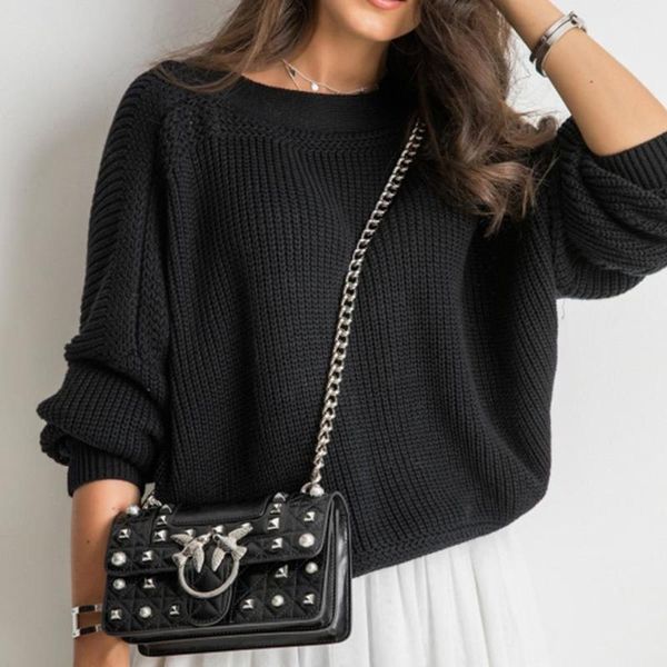 

lasperal women backless knitted sweater harajuku casual long sleeve loose pullovers open back button knitted, White;black