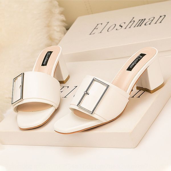 

3 korean and style fashion simple casual sandals thick heel women's outdoor high heel square buckle women's sandals