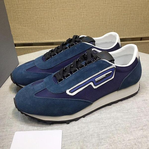 

suede and nylon sneakers mens shoes with origin box autumn and winter breathable footwears fashion casual lace -up men shoes, Black