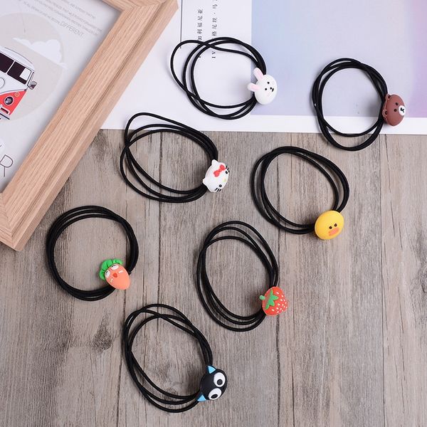 

japanese korean cartoon rubber fruit accessories children's animal fruit style hair band hair tie new rubber band, Slivery;white