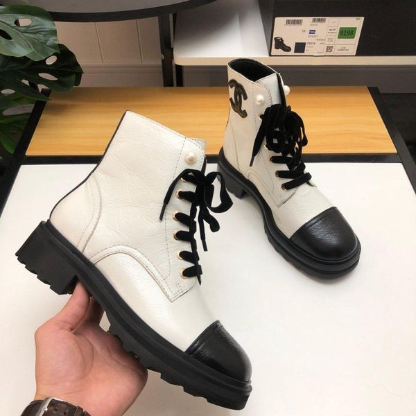 

new7 luxury ladies martin boots fashion leather boots thick bottom outdoor comfortable women's shoes original box fast delivery, Black