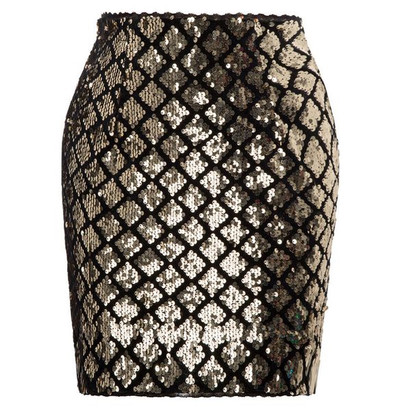 

women stunning sequined skirt elastic waist back zip up fashion summer ladies fit slim cool club hips wrapped mini skirt, Black