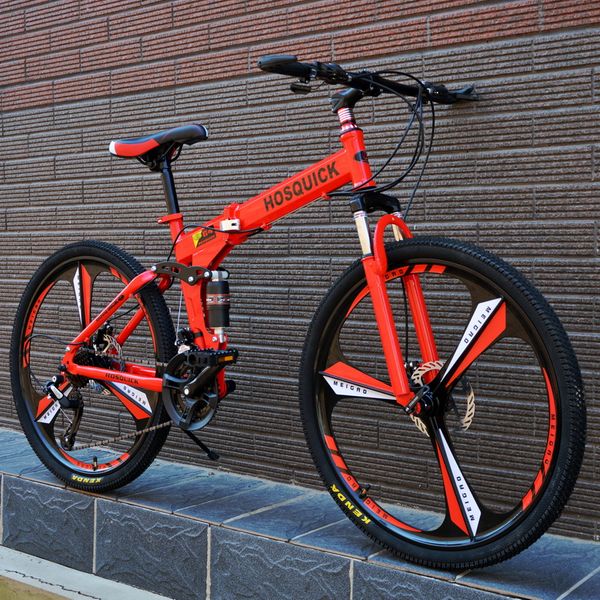 

202426-inch folding variable speed double damping disc brake male and female students aluminum alloy one-wheel mountain bike