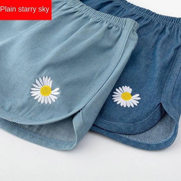 

omqsq daisies denim shorts girls' summer shorts clothing clothes baby three-point pants girls' children's clothes medium and, Blue