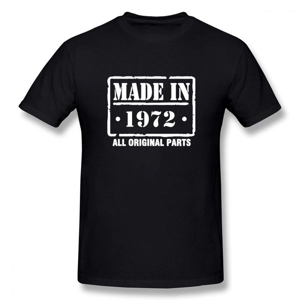 

men's t-shirts made in 1972 funny t shirt men short sleeves hip hop oversized o-neck cotton shirts, White;black