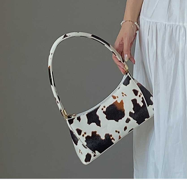 

women bag pu leather candy color small bag cow pattern baguette women fashion casual shoulder messenger k256