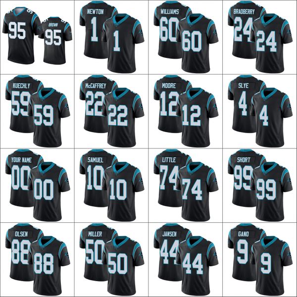 

carolina panthers men 1 cam newton 22 christian mccaffrey 95 derrick brown 59 kuechly women youth nfl custom black legend jersey, Black;red