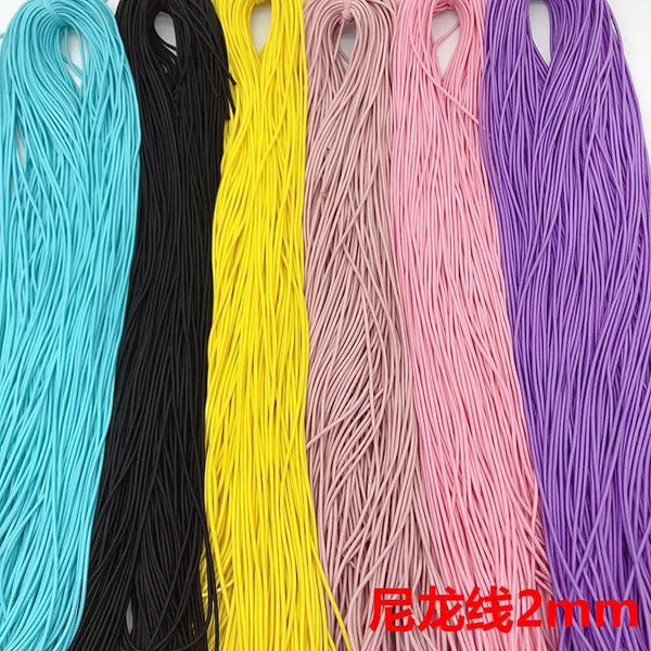 

2mm diameter black nylon rubber raw material band 90m long packing raw material head rope elastic line color elastic band, Silver