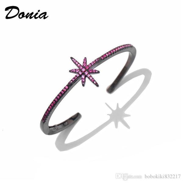 

donia jewelry luxury fashion exaggeration micro inlay color zircon adjustable bracelet personality geometric pattern party birthday gift, Black