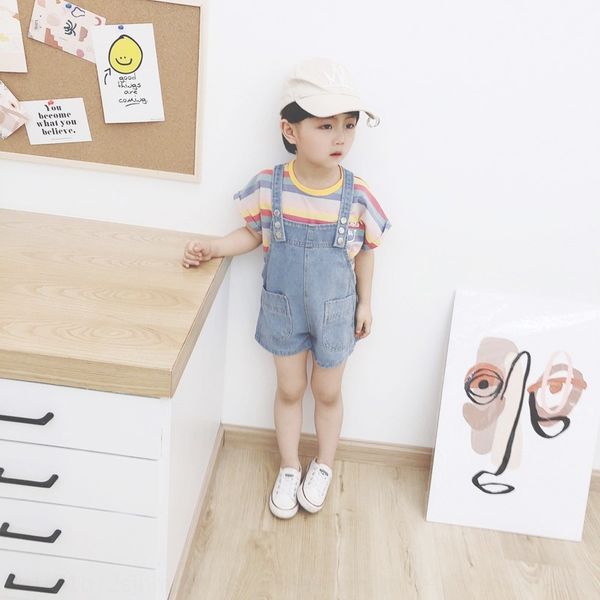 

children's pants 2020 new korean children's denim shorts boys girls pure cotton all-match belt shorts and trousers and trousers pa, Blue
