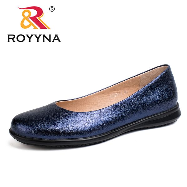 

royyna горячие стиль женщины квартиры круглый toe женщины мокасины металл цвет материал женская обувь свет мягкий pu out подошвы женская обу, Black