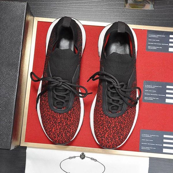 

prax 01 knit fabric sneakers men 's shoes breathable outdoor walking soft footwears lace -up men shoes chaussures pour ho, Black
