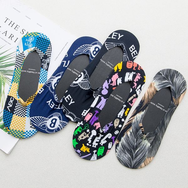 

thin cotton sports men's summer ice silk invisible boat tide non-slip shallow mouth invisible doudou socks boat socks, Pink;yellow