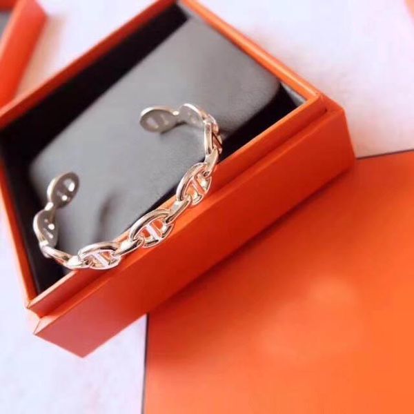 

s925 sterling silver luxurious hollow pig nose shape punk opened bangle charm ring jewelry christmas day jewelry ps6317, Black