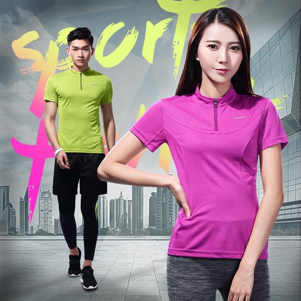 

humbgo new arrivals outdoor running short-sleeved t-shirt kuai gan yi sweat fitness quick-drying t-shirt women's breathable, Black;red