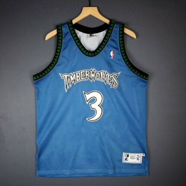 

100% stitched stephon marbury vintage starter timberwolves jersey size xs-5xl 46 l basketball jerseys, Gray