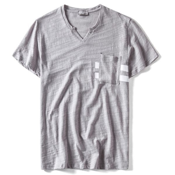 

summer 2020 design pocket 100% cotton v-neck t shirt men casual streetwear men t shirt high-quality male tees, White;black