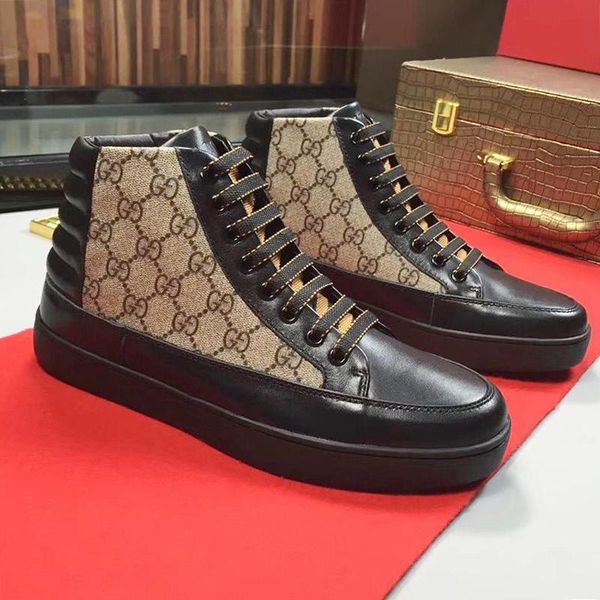 

high top мужская мода обувь с origin box осень и зима легкий мягкий footwears lace -до плюс размер повседневный спорт мужская обувь продажа, Black