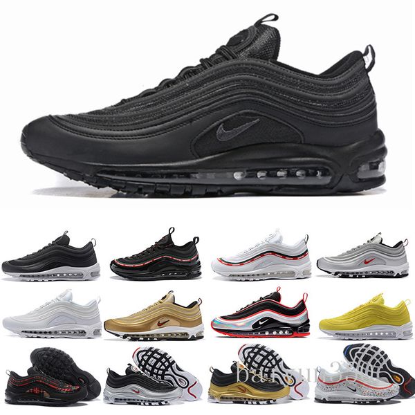 

air shoes og triple white running shoes og metallic gold silver bullet pink mens trainer women sports sneakers we-6k, Black