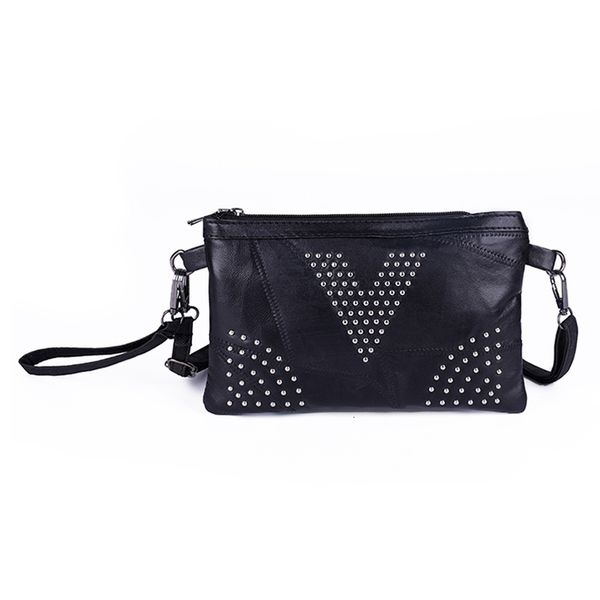

fggs pu leather black handbags women clutch bag messenger bag leather shoulder crossbody bag mobile phone envelopes fashion packets