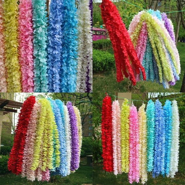 

100cm long artificial wisteria flower vine silk hydrangea rattan diy wedding birthday party decoration wall backdrop flowers dlh245 mywjqq k