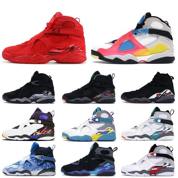 

new 8 8s mens basketball shoes multi color snowflake aqua south beach three peat tinker chrome playoffs se trainers sports sneakers, White;red